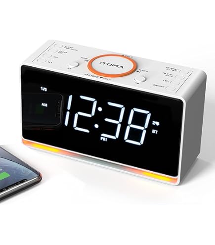 Dubbele wekker met FM-radio, opladen via USB, 1,8'' LED-display, nachtlampje, snooze, dimmerbediening, Bluetooth-luidspreker, temperatuur- en vochtigheidsdisplay iTOMA CKS508