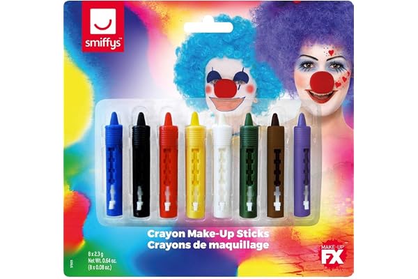 Smiffys Maquillage FX Smiffys, Crayons de maquillage, pliables, 8 dans un pack Halloween