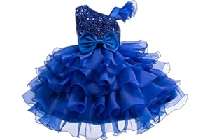Miipat Ragazze Abito Una Spalla Paillettes Principessa Senza Maniche Vestito Bambine e Ragazza di Fiori Damigella d'Onore Tutu Abiti Bambini per Festa Compleanno Matrimoni