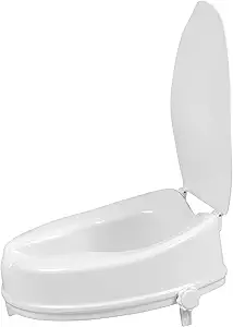 entros Medical 4 Inch Portable Raised Toilet Seat For Standard Toilets With Lid Cover (7060D)