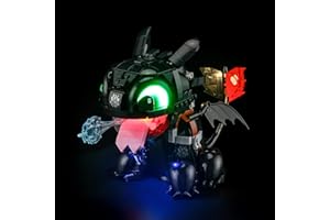 YEABRICKS Luce LED per icone Lego 10375 Come addestrare il drago: modello di blocchi senza denti (set di lego non incluso)