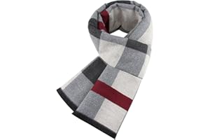 KOTASHION Mens Winter Scarf Fashionable Business Plaid Scarf Warm and Soft Skin Friendly Mens Scarf Christmas and Birthday Gift for Men