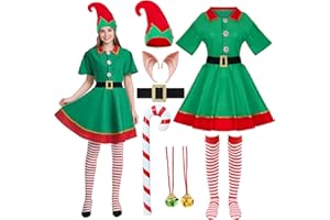 Raveparty Elfen Kostüm Damen Herren Kinder, Weihnachtself Kostüm, Weihnachtsfrau Kostüm Kinder Damen Herren, Weihnachtsmann Kostüm Kinder Damen Herren, Weihnachtskostüm Karneval Party