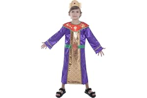 Sincere Party Christmas Nativity Wise Man Costume for Kids Xmas King Dress Up with Fabric Crown