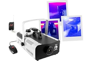 BoomToneDJ F1500, machine à fumée, 1500W, télécommande filaire 3 mètres, télécommande HF et lyre de fixation inclues, idéale pour mariage, soirées privées, machine à fumée compacte, prête à l'emploi