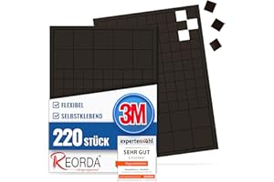 ‎REORDA Reorda® Magnetplättchen selbstklebend (220 Stück) | Starker 3M-Kleber ermöglicht ausgezeichnete Klebekraft | Vielseitige Flache Magnete zum basteln & schneiden | Ideal nutzbar für Schule & Büro