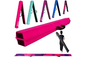MARFULA 8 FT / 9 FT Folding Balance Beam Gymnastics Floor Beam - Extra Firm - Suede Cover - Anti Slip Bottom with Carry Bag for Kids/Adults Home