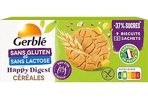 Gerblé Sans Gluten et Sans Lactose - Biscuit céréales - Réduit en sucres - Bien être digestif - 9 biscuits - 150g