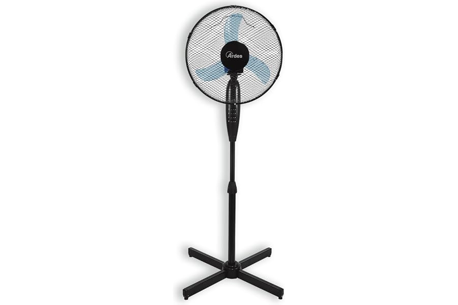 ARDES Penny 40P AR5AM40P Powerful Silent Oscillating Height and Tilt Fan with Adjustable Height and Tilt Ardes 3 Speed, 3 Blades, Black/Turquoise, 40 cm