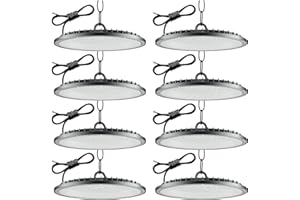 HONDONY 8Pack 200W UFO LED High Bay Light, Hallenstrahler 20000LM, 6500K Kaltweiß UFO LED Werkstattlampe, IP65 Wasserdichte Industrielampe High Bay Licht für Fabriken,Garage,Lagerhaus