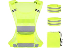 YAKLEE Gilet Riflettente da Corsa Riflettente ad Alta visibilità Regolabile con 2 Braccialetti Riflettenti ad Alta visibilità per la Corsa in Bicicletta, Jogging