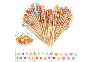 SJUNJIE 300 Pièces Pique Cocktail Bois Pique Aperitif Papillon Pic a Brochette Forme de Fleur Pic Aperitif Coloré pour Décorations Fingerfood Sandwichs Hamburgers Fruits Collations