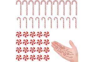 PPGGOPP Mini dekoracja bożonarodzeniowa z laskami cukrowymi, 40 sztuk, dekoracja na Boże Narodzenie, mini cukierki, sztuczne słodycze, do samodzielnego wykonania, dekoracja domu