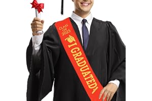 KEELYY Avslutningsskärp, examensskärp med guld glitter bokstav I examen, för skola examen universitet examen party dekoration