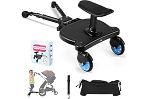 BugyKido Pedana Passeggino Universale con Sedile, Tavola Passeggino con Borsa Portaoggetti per Passeggino e Fune di Sospensione, Buggy Bboard per Bambini da 2 a 6 Nnni (55LB)