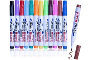 KAXIMON Whiteboard Pens 12 Pack, White Board Markers Erasable Multicoloured, Children Thin White Board Wipeable Pens for Kids Books Calendar Boards, Fine Tip Dry Wipe Pens Dry Erase Pens Low Odor