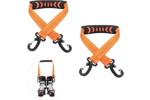 PEUTIER 2pcs Ski and Boot Carrier Straps, 20.7x1 Inch Portable Ski Carrier Straps with Anti-Skid Pad and Double-Ended Buckles, Winter Ski Bag Shoulder Strap and Pole Carrier Accessories