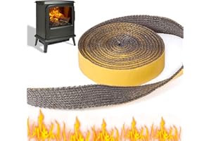 THEIUAOQWE 25mm×3mm×3m Stove Rope Fire Rope for Wood Burning Stove Oven Door Seal Sealing Flat Tape Insulating Sealing Tape for Sealing Furnace Pipes, Fireplace Doors and Oven Doors
