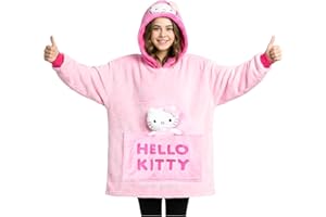 Hello Kitty Sanrio Blanket Hoodie Girls Teens Kawaii Oversized Fleece Wearable Blanket Attached Plush Loungewear, Anime Gifts