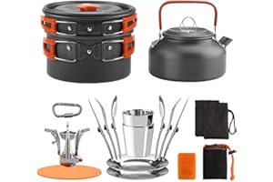 Lixada Utensilios para Hoguera de Acampada Kit de Utensilios de Cocina para Camping con Estufa Cuchara Tenedor Cortador para Acampar Senderismo Mochilero Picnic