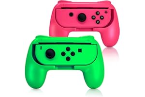 ADZ Joycon Grip x 2 Switch Comfort Grip Controller Accessories Compatible with Nintendo Switch (Pink Green Grips)