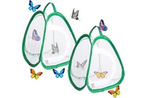 NWVUOP 2Pcs Butterfly Mesh Cage for Kids Pop Up Insect Butterfly House with Zipper, Portable Butterfly Habitat Cage Enclosure for Beginners(Green)