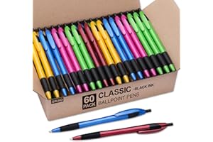 Sikao Pens, 60 Pack Gripped Slimster Retractable Pens Multipack, Black Pens Medium Point 1.0mm, Smooth Writing Ballpoint Pens School Office, Box of Pens Bulk (Black ink)