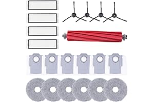 Geoviizon 21 PZ Kit Accessori Compatibile con Roborock Q Revo, 1 Spazzola Principale, 4 Spazzole Laterali, 4 Filtri Hepa, 6 Panni per Mop, 6 Sacchetti per Polvere, Pezzi di Ricambio