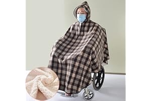 MOUSKE Cape de fauteuil roulant en polaire pour adulte avec capuche, vêtement pour fauteuil roulant, poncho d'hiver pour femme et homme, couverture chaude pour fauteuil roulant