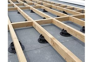 ASTON BUILDING SUPPLIES LTD Heavy Duty Adjustable Decking Pedestal Riser for Timber 50mm & 40mm Joists Supports 1200kg Pack of 10pcs (Height 28mm to 36mm)