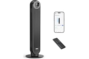 Dreo 28dB Alexa Fan, cichy wentylator wieżowy z pilotem zdalnego sterowania, oscylacja 90° z funkcją głosu, 4 tryby,4 prędkości, timer 8h, stojący wentylator chłodzący do sypialni, Google Enabled