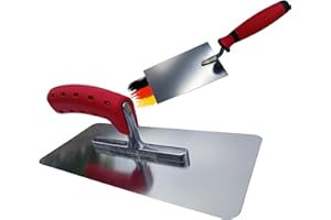 BACHSAM® Made in Germany hochwertiges Glättekelle/Glättscheibe, Traufel280 x 130mm und kleine Maurerkelle mit Edelstahklinge und Softgriff, Trockenbau Werkzeug/Malerwerkzeug/Maurerwerkzeug.