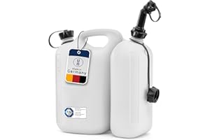 ‎HÜNERSDORFF hünersdorff 824900 ECO / Doppelkanister / Kombikanister für Kraftstoff und Öl mit zwei Einfüllsystemen, 5,5 + 3 Liter, UN-Zulassung, Made in Germany, weiß