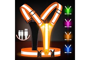Fokia Kunbio Reflektierende LED-Laufweste, beleuchtete Weste, Läufer, Nachtlaufen, USB-wiederaufladbar, bis zu 11 Stunden Licht mit Verstellbarer Taille/Schulter für Damen, Herren