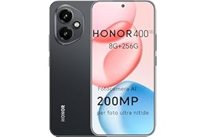 HONOR 400 Smartphone 5G Dual SIM NFC, 8GB/256GB, 200MP con AI fotografica, 6.55 pollici AMOLED Eye-Care Display 5000nit, 5300 mAh, Snapdragon 7 Gen 3, Android 15, Midnight Black, [Versione italiana]