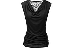 Zeagoo Womens Tops Elegant Cowl Neck Tops Ruched Vest Tops Sleeveless Shirt V-Neck Blouse Casual Tank Tops Stretch Tunic S-XXL