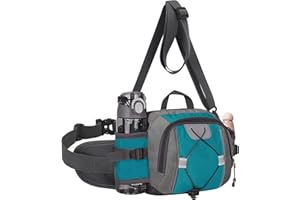 FIORETTO Large Bum Bag for Men Women, Water-Repellent Bumbag with Bottle Holders, Lightweight Fanny Pack for Running, Cycling, Hiking, Dog Walking Turquoise