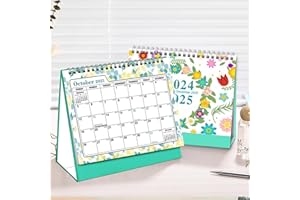 GUUFOO Desk Calendar 2024-2025,Calendar Standing Flip,2024-2025 Desktop Calendar with Thick Paper, 18 Month Calendar from one 2024 - Jun 2025, 7.99" x 8.78",Calendar with Strong Twin Wire Binding