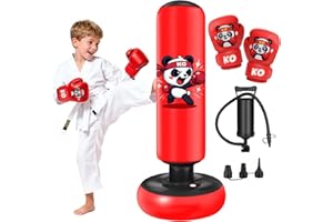 Sac de Frappe Enfant Ninonly 130cm Sac de Boxe Enfant avec Gants et Pompe pour GarçOns et Filles Set de Boxe pour Bureau Gym