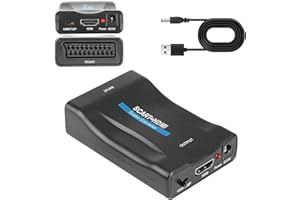 Jesiah SCART to HDMI Converter, SCART to HDMI Adapter 720P/1080P HD Video Audio Output Converter for HDTV STB VHS VCR WII Xbox PS1 PS2 PS3 Blu-ray DVD Player Set Top box