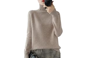 HUIPYOU Suéter de Lana de Cachemira de Cuello Alto de Las Mujeres Otoño Invierno de Color sólido Jersey de Punto Femenino Casual básico de Fondo suéter