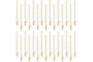 UNICRAFTALE 30Pcs Chaîne D'Extension 60mm Chaînes Acier Inoxydable Plaqué Or 18 carats Rallonge de Chaîne avec Fermoirs Mousquetons pour la Fabrication de Bijoux Colliers Bracelets de Cheville