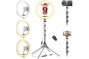 VEVICE 11.5" Aro de Luz con Tripode Profesional Altura Total de 177cm/69.5", Ring Light con Control Remoto, Anillo de Luz Estable Tripode para Movil, Youtube, Maquillaje, Fotografía, Selfie