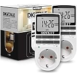 2x NOVKIT digitale Zeitschaltuhr Steckdose mit 10 konfigurierbaren wöchentlichen Programme und einbruchsicheren Zufallsfunkti