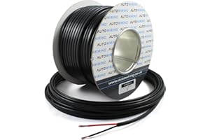AUTOWIRING Automotive FLAT Twin 2 Core Cable 12v 24v Thin Wall Wire (21 AMP Rated 1.5mm²) 10/30/50/100 Metre (10 Metre Coil)