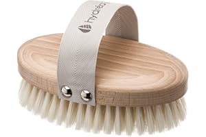 Hydrea London Natural Dry Body Brush – Exfoliating Dry Skin Brush with Natural Bristle, Dry Brush Cellulite Remover, Helps Improve Lymphatic Drainage - FSC® Certified Beechwood.