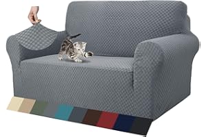 MAXIJIN Newest Jacquard Sofa Covers for 2 Seater, Super Stretch Non Slip Love Seat Couch Cover for Dogs Pet Friendly Elastic Furniture Protector Loveseat Slipcovers (2 Seater, Light Grey)