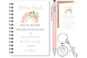 Clabby Pack of 5 Thank You Gift for Teacher with Heart Notebook Ballpoint Pen Key Ring Thank You That You Helped Us Grow Farewell Gift for Nursery (5)