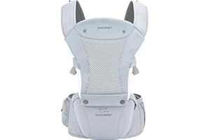 Bebear Mochila portabebés para 0 – 36 meses, mochila de malla de aire 3D para recién nacidos hasta niños pequeños, portabebés ergonómicos 6 en 1 (color azul)