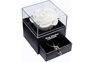 Sunia Eternal Handmade Rose Preserved Real Rose with Love You Necklace 100 Languages Gift Enchanted Real Rose Flower for Valentine's Day Mother's Day Anniversary Wedding Romantic Gifts for Her